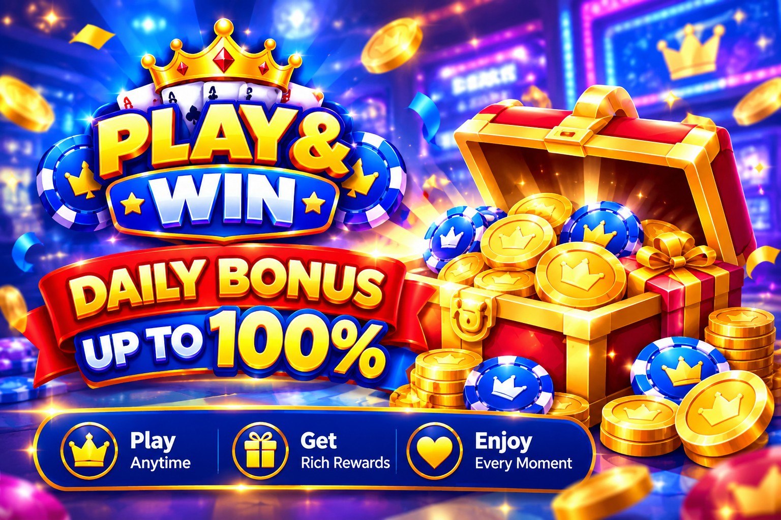 Play and win daily bonus promotional banner